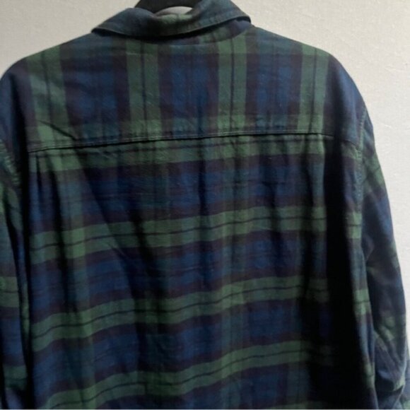 Pladra cotton green blue plaid flannel button up shirt Sz 2X - Picture 5 of 12